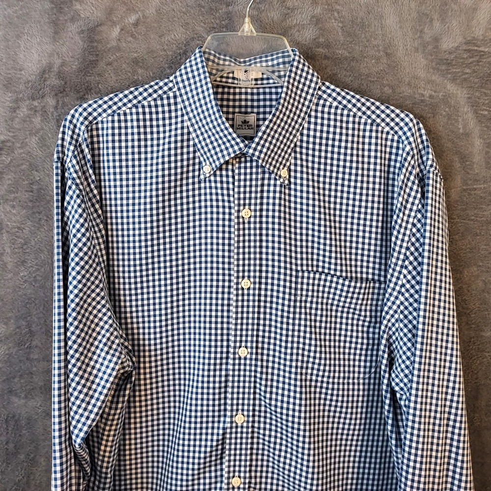 Peter Millar Shirt Men's‎ Size XL  Nanoluxe Easycare Gingham Dress Shirt